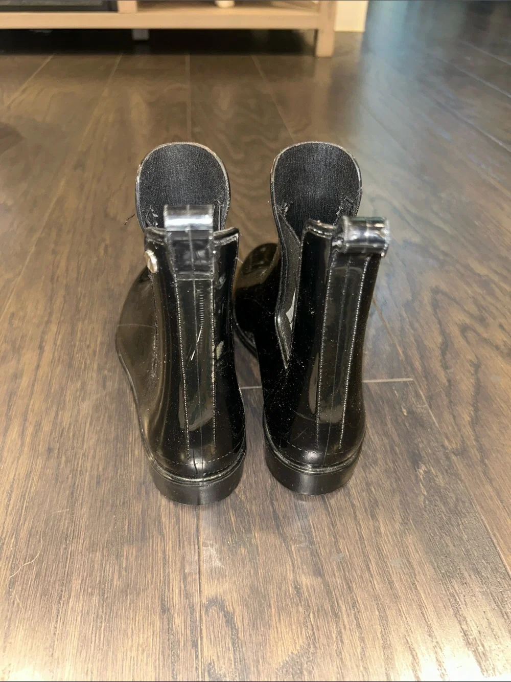 Nautica Shiny Black Pull-Tab Chelsea Rain Boots